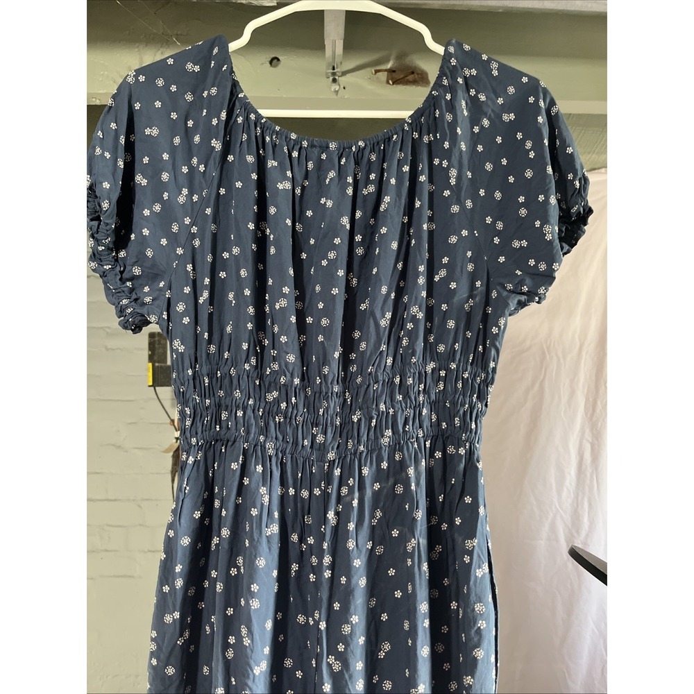 Madewell Size Med Sophia Wide Leg Jumpsuit Navy Blue Ditsy Floral Pockets - Picture 4 of 4